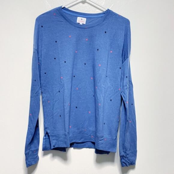 Sundry Blue Long Sleeved Heart Star Print Sweatshirt - Picture 1 of 10